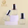 Nuevo en stock: Botella de vidrio ovalada con gotero de presión de 30 ml, botella de vidrio dispensadora de productos para el cuidado de la piel, botella vacía dispensadora de aceites esenciales