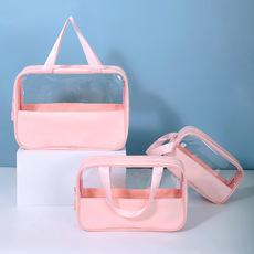 Bolsa de cosméticos transparente, bolsa de viaje para artículos de tocador, bolsa de almacenamiento impermeable para la playa, bolsa de cosméticos de lujo ligera de gran valor, venta al por mayor