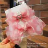 Acessórios de cabelo infantis novos e fofos de fio de bolinhas para o início da primavera, presilha de cabelo doce com laço de princesa, clipe de diamante para franja de menina