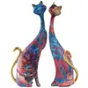 Decoración del Hogar Estilo Europeo con Veta de Madera Sintética, Pintura al Óleo de Gatos, Adornos de Animales Gato Pareja, Regalo de San Valentín Artesanía de Resina