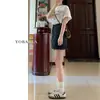 Falda Corta de Mezclilla Azul Oscuro para Mujer Cintura Alta Verano Tallas Grandes Adelgazante Chica Gordita Forma de Pera Falda Pequeña Línea A