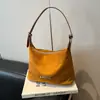 Moda 2025 Nova Bolsa Feminina Versátil Outono e Inverno Camurça Estilo Bolinho Retro Ombro Transversal