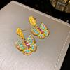 Flash Diamond Butterfly Brincos Niche Design High-end Light Luxury Fashion Brincos 2024 Novos Brincos Elegantes Explosivos para Mulheres