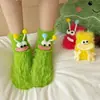 Calcetines para Mujer, Calcetines de Media Caña Feos y Divertidos, Calcetines para Dormir en Casa de Otoño e Invierno, Terciopelo de Visón Peludo para el Hogar, Lindos y Cálidos