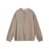 Nueva Camiseta de Manga Larga para Hombre Otoño 2026 Estilo Old Money Cuello Henley Holgada Talla Grande Casual Camiseta Capa Base Hombre