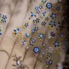 Cyansea Flores Azuis Douradas em Relevo Adesivos para Nail Art em Relevo Copo d'Água Fofo CCD Impermeável Adesivo Traseiro Decoração Adesivos Decorativos