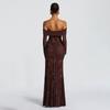 Otoño 2026 Estilo Europeo y Americano Transfronterizo Elegante Ajustado Encaje Moda Sexy Manga Larga Espalda Descubierta Tubo Vestido Largo