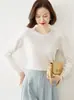 Suéter de punto de cuello redondo para mujer de comercio exterior transfronterizo, otoño e invierno, estilo corto, talla grande, jersey holgado, color liso, top básico
