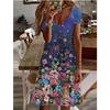 Vestido de moda callejera de tendencia 2024 directo de fábrica, con estampado de flores 3D, manga corta, cuello en V, vestido casual