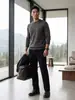 Suéter de imitación de alta calidad para hombre, 100% cachemir puro, cuello redondo, otoño e invierno, cálido, color liso, casual de negocios, jersey