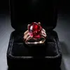 Joyería popular europea y americana doble fila diamante brillante huevo de paloma diamante de imitación ovalado anillo abierto anillo abierto para mujer