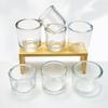 Copo de Vela de Vidro Transparente Espessado com Listras Verticais e Fundo Curvo de Camada Dupla Recipiente de Aromaterapia para Quarto Doméstico Copo Vazio Decoração Copo de Aromaterapia