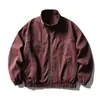 Chaqueta de Trabajo Retro Americana Forn3 para Hombre, Chaqueta Corta Nueva de Corte Holgado Color Rojo Borgoña Lavado Estilo Old Money