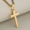 Europa e Estados Unidos transfronteiriça quente hip-hop aço titânio masculino colar de cruz personalidade simples moda versátil corrente de suéter suéter