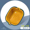 Cesta de escorrer de plástico de camada dupla, bacia multifuncional para lavar frutas, cesta para lavar vegetais, cesta de armazenamento suspensa para cozinha