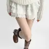 Sala de Aula Noturna Meia-calça de Seda com Bolinhas Onduladas Feminina Primavera e Outono Fina 0D Anti-gancho Seda Branca Laço de Seda Meia-calça Branca Sexy