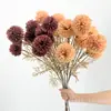 Cores Retrô de Outono Crisântemo de Bola Flor Artificial Haste Única Bola de Cardo Dente-de-leão Decoração de Arranjo de Flores para Casa Sala de Estar Decoração de Casamento Transfronteiriço