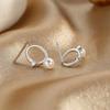 Pendientes de botón geométricos de perla de plata simples para mujer, pendientes redondos coreanos de plata de ley 925, pendientes simples de verano, venta al por mayor