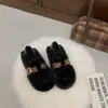 Zapatos peludos para mujer, estilo Mary Jane de algodón afelpado, nuevo modelo con suelas suaves, estilo francés slip-on 2026 para otoño e invierno