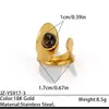 Anillo de acero inoxidable bañado en oro estilo europeo y americano con piedra ojo de tigre, una pieza de joyería lujosa y de alta gama con piedra ojo de tigre natural y acero de titanio, diseñado para ser duradero y resistente a la decoloración