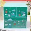Caja de Cajón de Escritorio Estilo Ins Corazón de Niña Kulomi Caja de Almacenamiento Transparente Grande con Purpurina Caja de Clasificación y Organización de Tres Compartimentos