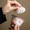 Imitación Song powder Ru horno Fresa Conejo dos Cai cubierta Cuenco de cerámica para el hogar Juego de té de kung fu Tazón de té de gran capacidad que se puede levantar