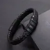 Pulsera tejida de cuero retro europea y americana, Pulsera versátil casual con cierre magnético, Pulsera de hombre moderna y a la moda