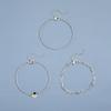 Pulsera de moda redonda pequeña exquisita simple de estilo japonés y coreano, traje de pulsera geométrica de cadena plateada brillante, juego de 3 piezas