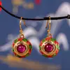Brincos de Prata Fashion Personalidade Tendência Nacional Estilo Étnico Prata S925 Esmalte Coríndon Vermelho Brincos Pendentes para Mulheres Novos Brincos Estilo Chinês