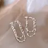 Pendientes de Aro con Borla de Cadena Doble Capa Plateados para Mujer Exquisito Diseño de Nicho Pendientes de Botón Lujo Ligero Sensación de Alta Gama Pendiente de Temperamento Único Accesorios