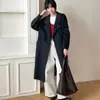 Abrigo de Lana Doble Faz para Mujer Estilo Nuevo Otoño Invierno Holgado Adelgazante Lana Chaqueta de Longitud Media Delgado
