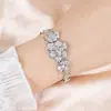 Pulseira Flor em Zircônia Microincrustada de Luxo Leve de Nicho Transfronteiriça para Mulheres, Joia Tendência Estilo Ins de Nicho Cravejada com Diamantes para Mulheres Atacado