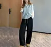 Calça Casual Reta de Tecido Fluido Plus Size para Mulheres, que Disfarça a Barriga, Outono, Cintura Alta, Calça Pantalona que Afina a Figura em Formato de Pera