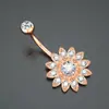 Moda piercing súper ventas anillo de ombligo exquisito moda Girasol Diamante incrustado hebilla de ombligo acero inoxidable clavo de ombligo Amazon