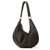 Bolso de Axila de Cuero de Vaca de Primera Capa de Gran Capacidad, Bolso Tipo Dumpling Casual Perezoso de Cuero Genuino, Bolso de Mano, Bolso Croissant Casual de Moda