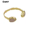 Wt-B713 Nuevo Más Vendido Amazonita, Amatista, Cristal Rosa, Piedra Multicolor en Forma de Corazón, Pulsera Fina Abierta de Latón para Mujer