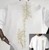 Camiseta Casual de Moda para Hombre, Holgada, Estampado de Flores de Cerezo, Cuello Redondo, Manga Corta, Básica