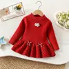 Vestido Suéter para Niña Otoño Invierno Nuevo Vestido de Princesa Tejido de Lunares para Bebé Estilo Coreano Dulce Lindo Vestido de Princesa