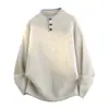Suéter de punto con cuello Henry para hombre, estilo pareja, cosido a mano, cuello medio abierto, estilo old money, corte holgado, otoño e invierno, venta al por mayor de fábrica transfronteriza