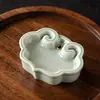 Suporte de Incenso Ruyi Celadon para Varetas de Incenso, Decoração de Casa Estilo Zen, Ornamento de Sala de Chá Estilo Chinês, Incensário de Cerâmica, Queimador de Sândalo