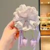 Elástico de Cabelo com Laço de Flor Tulipa Estilo Coreano para Meninas, Corda de Cabelo de Alta Elasticidade para Rabos de Cavalo e Coques