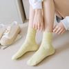 Calcetines suaves pegajosos para adultos color avena calcetines de media pantorrilla para mujer otoño e invierno hilo de puntos algodón puro boca suelta calcetines de felpa de doble aguja calcetines de posparto