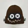 Versión Coreana del Nuevo Gorro de Lana Divertido y Lindo de Robot con Fallos para Mujer Otoño e Invierno Gorro de Punto Cálido Gorro de Lana para Estudiante