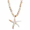 N13444 Colar de Contas Estilo Férias na Praia Transfronteiriça, Gargantilha Choker Colorida Estrela-do-Mar Dopamina da Moda e Tendência