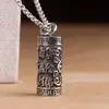 Se puede abrir Yan Yan mantra caja de medicinas portátil plata vintage acero de titanio impermeable caja gawu colgante de collar buena suerte hombres y mujeres