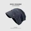 Gorro Holgado Estilo Shen Yujie para Mujer, Otoño e Invierno, Circunferencia de Cabeza Grande, Adelgazante del Rostro, Protector de Orejas, Gorro de Punto Cálido, Gorro para Clima Frío
