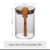 Pote Hermético de Vidro com Tampa Pote de Armazenamento para Grãos e Frutas Secas Garrafa de Armazenamento de Cozinha Colher de Madeira Grande Capacidade Geladeira