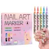 Producto Caliente Transfronterizo Set de 12 Plumas Graffiti para Uñas Impermeables 0.7mm Secado Rápido Marcador de Línea Fina Pintada para Uñas