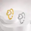 Anillo Abierto Popular de Acero Inoxidable en Forma de Corazón de Amazon para Mujer, Estilo de Lujo de Moda, Sensación de Alta Gama, Joyería de Acero de Titanio Dongguan