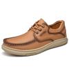 Mocassins Masculinos 2025 Novos Sapatos Casuais de Couro Slip-on Masculinos Sola Macia Antiderrapante Resistente ao Desgaste Sapatos de Pai de Meia-idade e Idosos